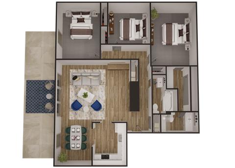 a floor plan of a 1 bedroom apartment